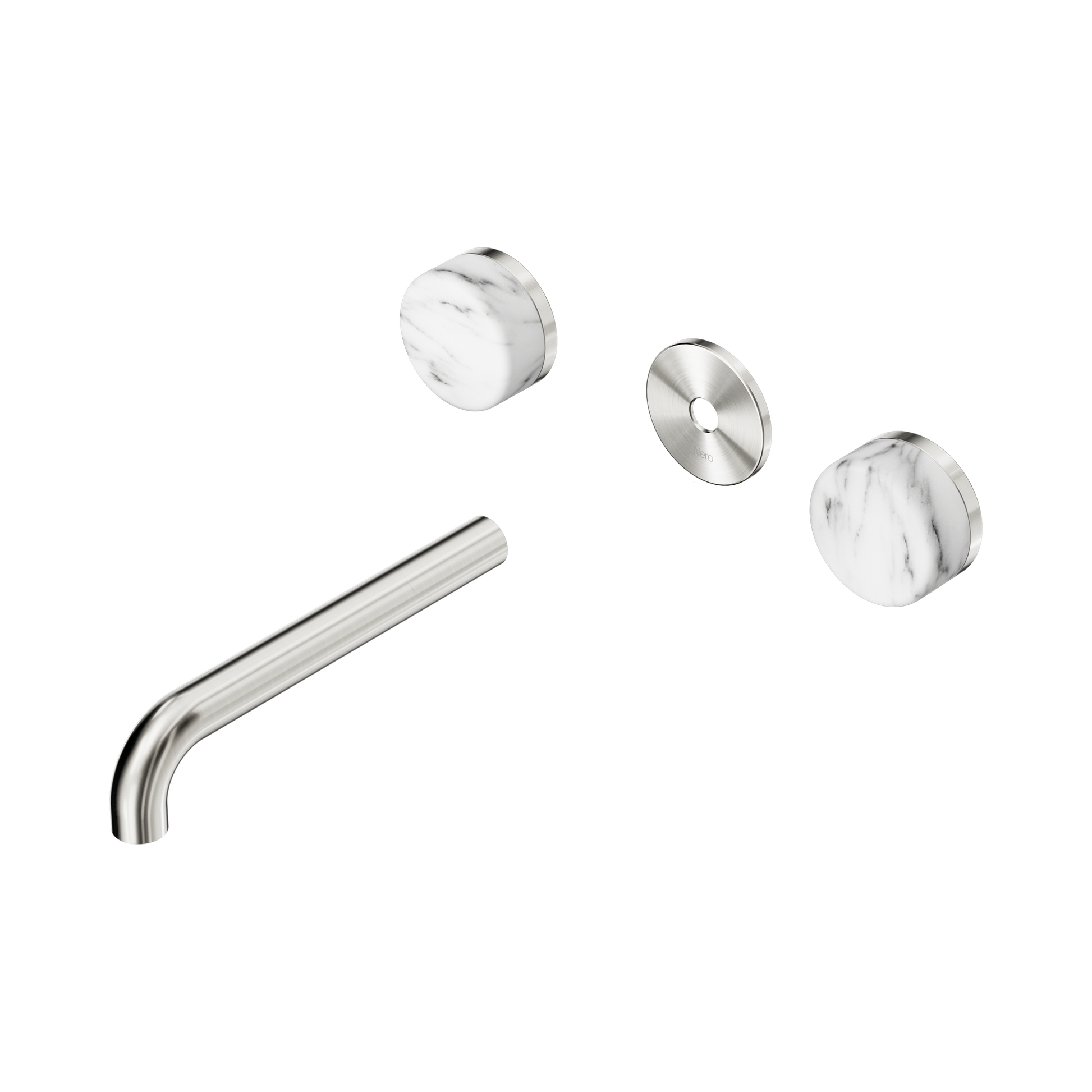 Nero Serenity Wall Basin Set 185mm Spout With Arabescato Corchia Handle Trim Kit Only, Brushed Nickel