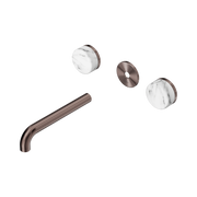 Nero Serenity Wall Basin Set 185mm Spout With Arabescato Corchia Handle Trim Kit Only, Brushed Bronze