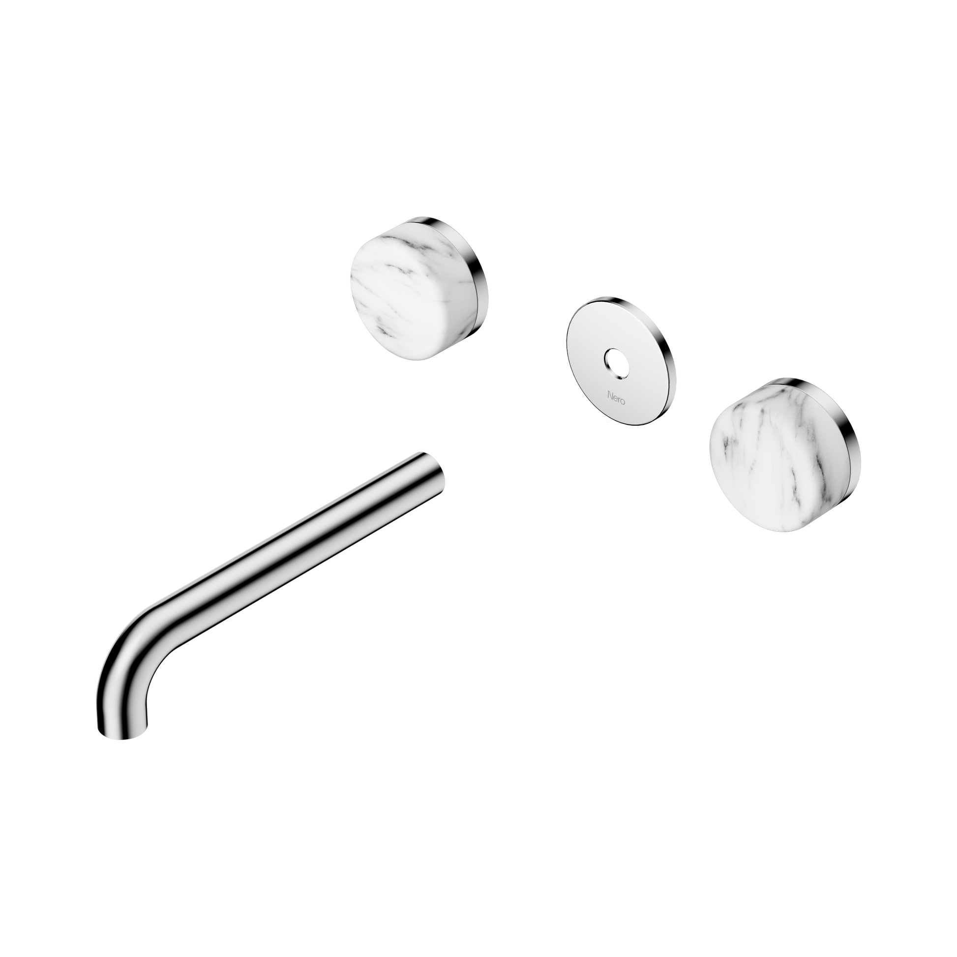 Nero Serenity Wall Basin Set 185mm Spout With Arabescato Corchia Handle Trim Kit Only, Chrome