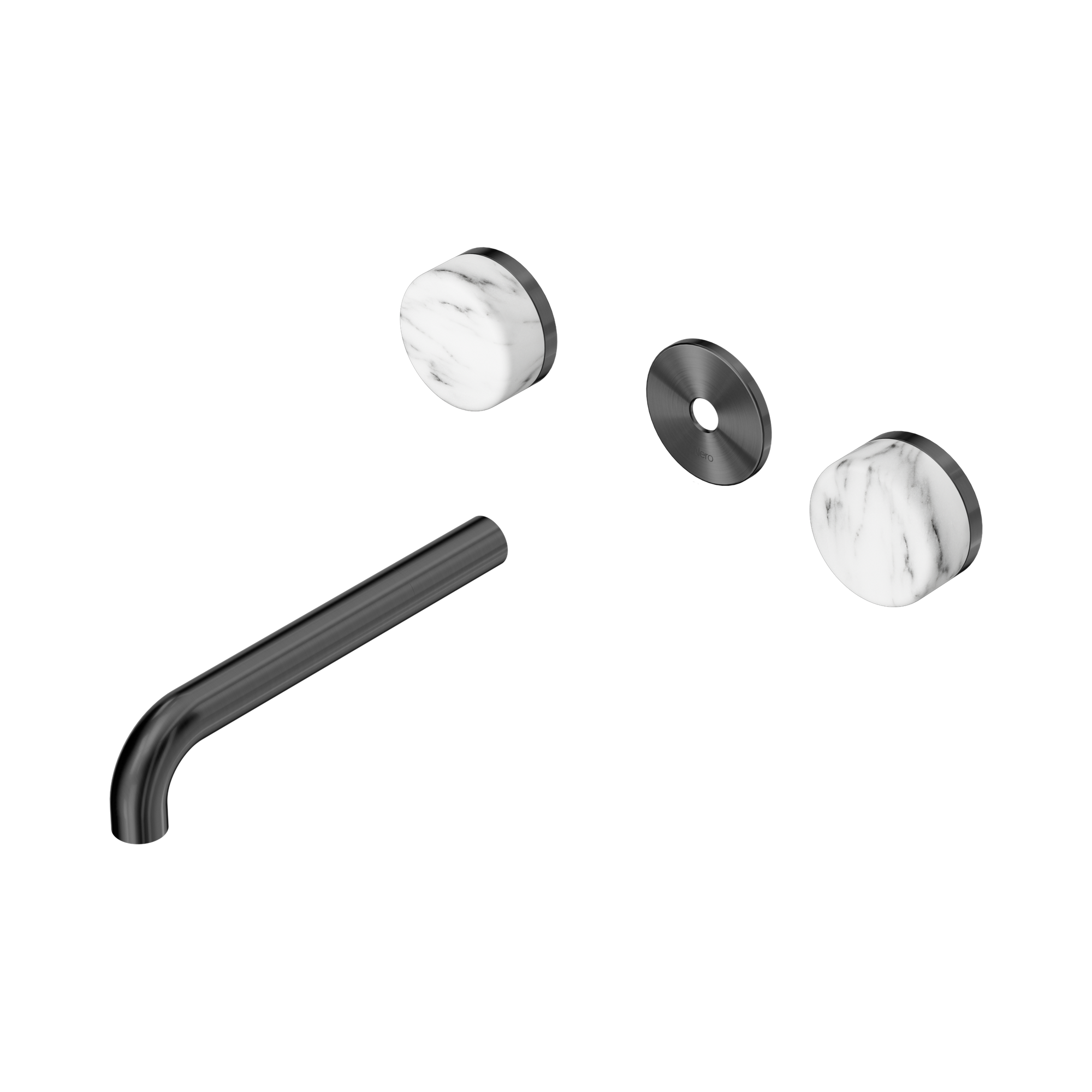 Nero Serenity Wall Basin Set 185mm Spout With Arabescato Corchia Handle Trim Kit Only, Gun Metal