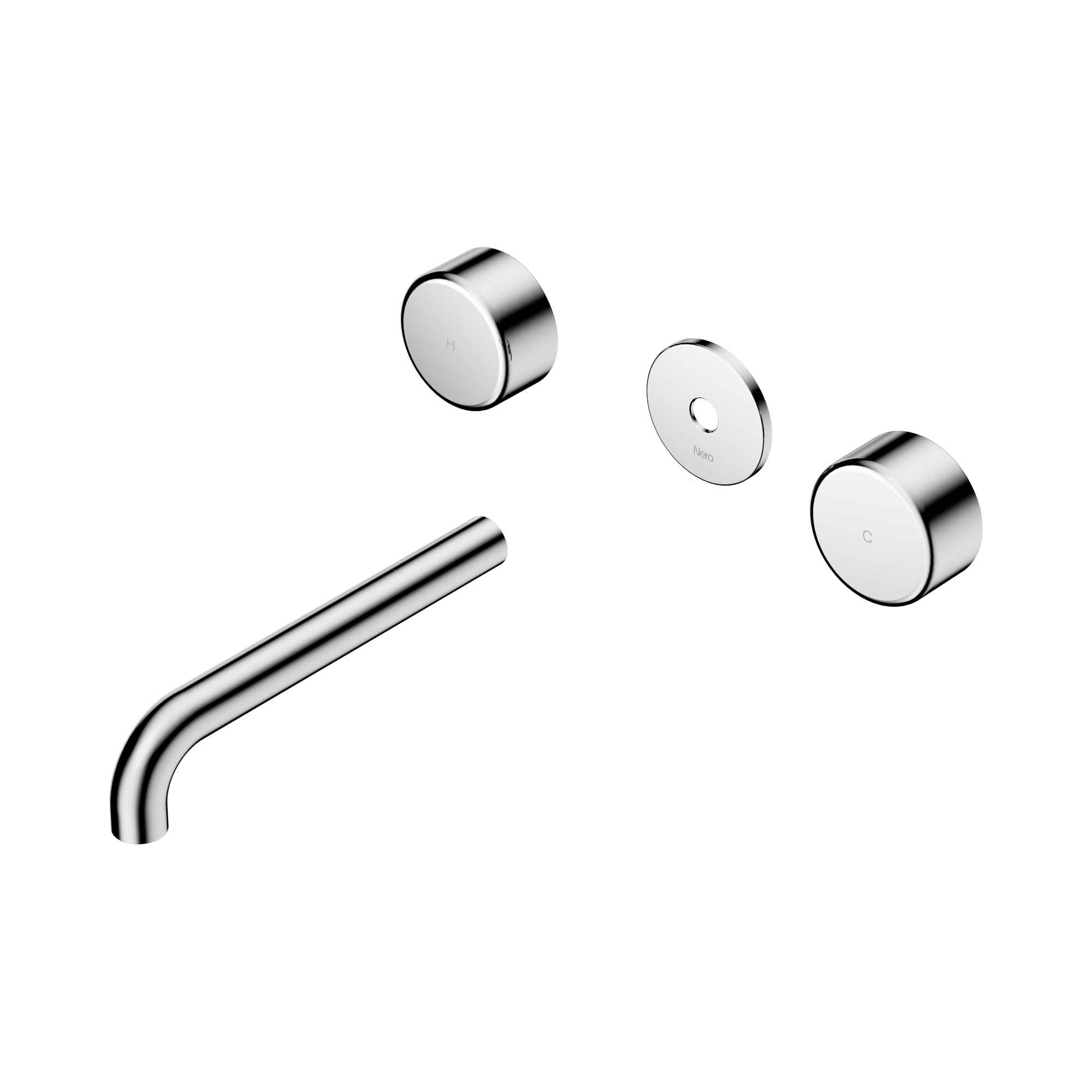 Nero Serenity Wall Basin Set 185mm Spout With Metal Handle Trim Kit Only, Chrome