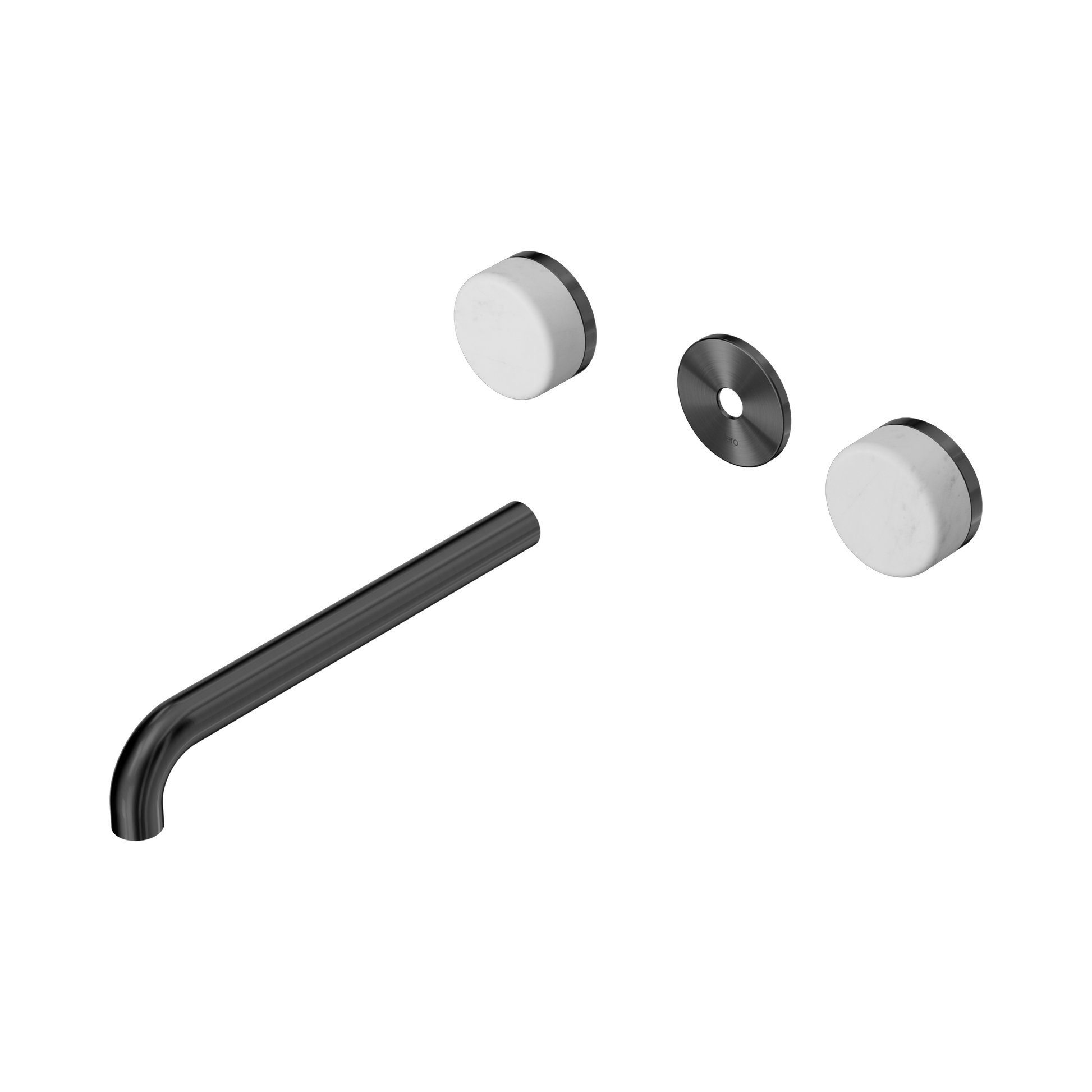 Nero Serenity Wall Basin Set 220mm Spout With Carrara Handle Trim Kit Only, Gun Metal