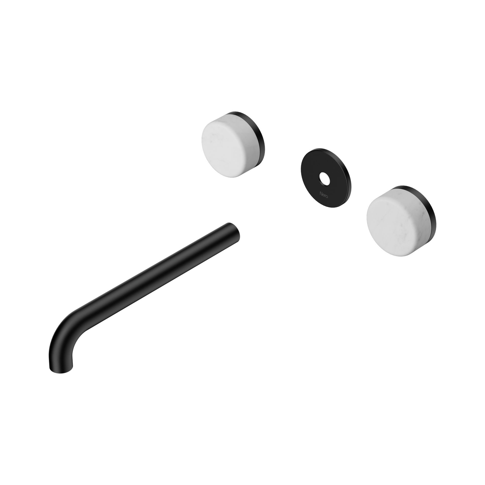 Nero Serenity Wall Basin Set 220mm Spout With Carrara Handle Trim Kit Only, Matte Black