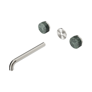 Nero Serenity Wall Basin Set 220mm Spout With Verde Alpi Handle Trim Kit Only, Brushed Nickel