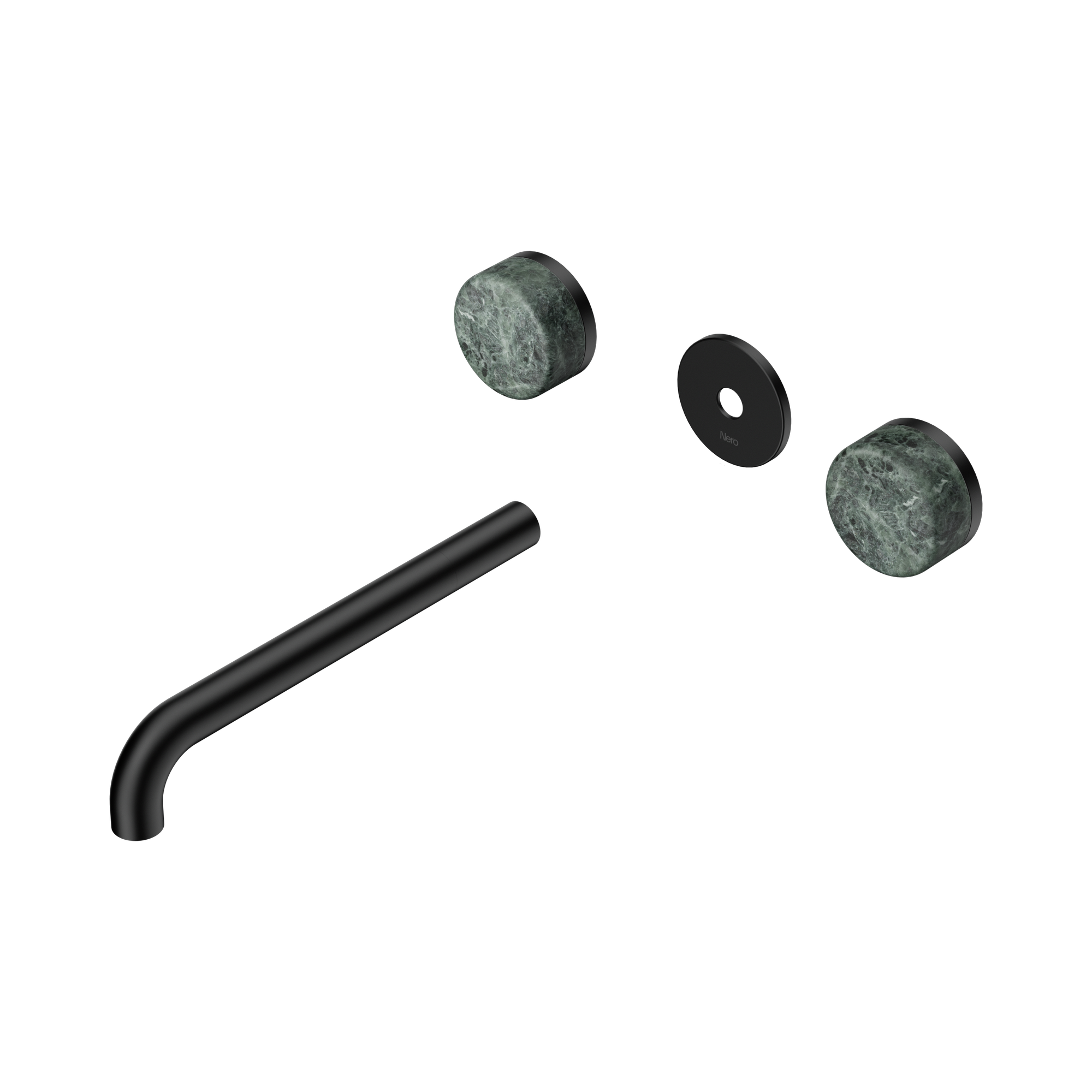 Nero Serenity Wall Basin Set 220mm Spout With Verde Alpi Handle Trim Kit Only, Matte Black