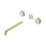 Nero Serenity Wall Basin Set 220mm Spout With Rome Travertine Handle Trim Kit Only, Brushed Gold