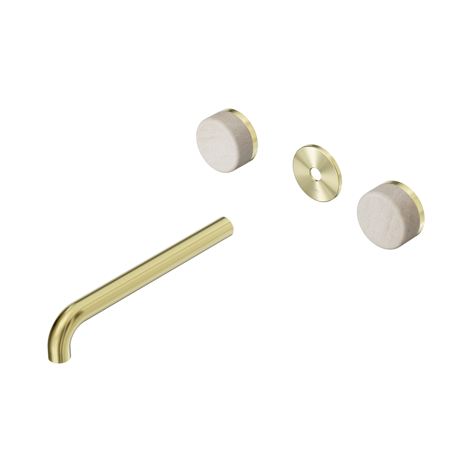 Nero Serenity Wall Basin Set 220mm Spout With Rome Travertine Handle Trim Kit Only, Brushed Gold