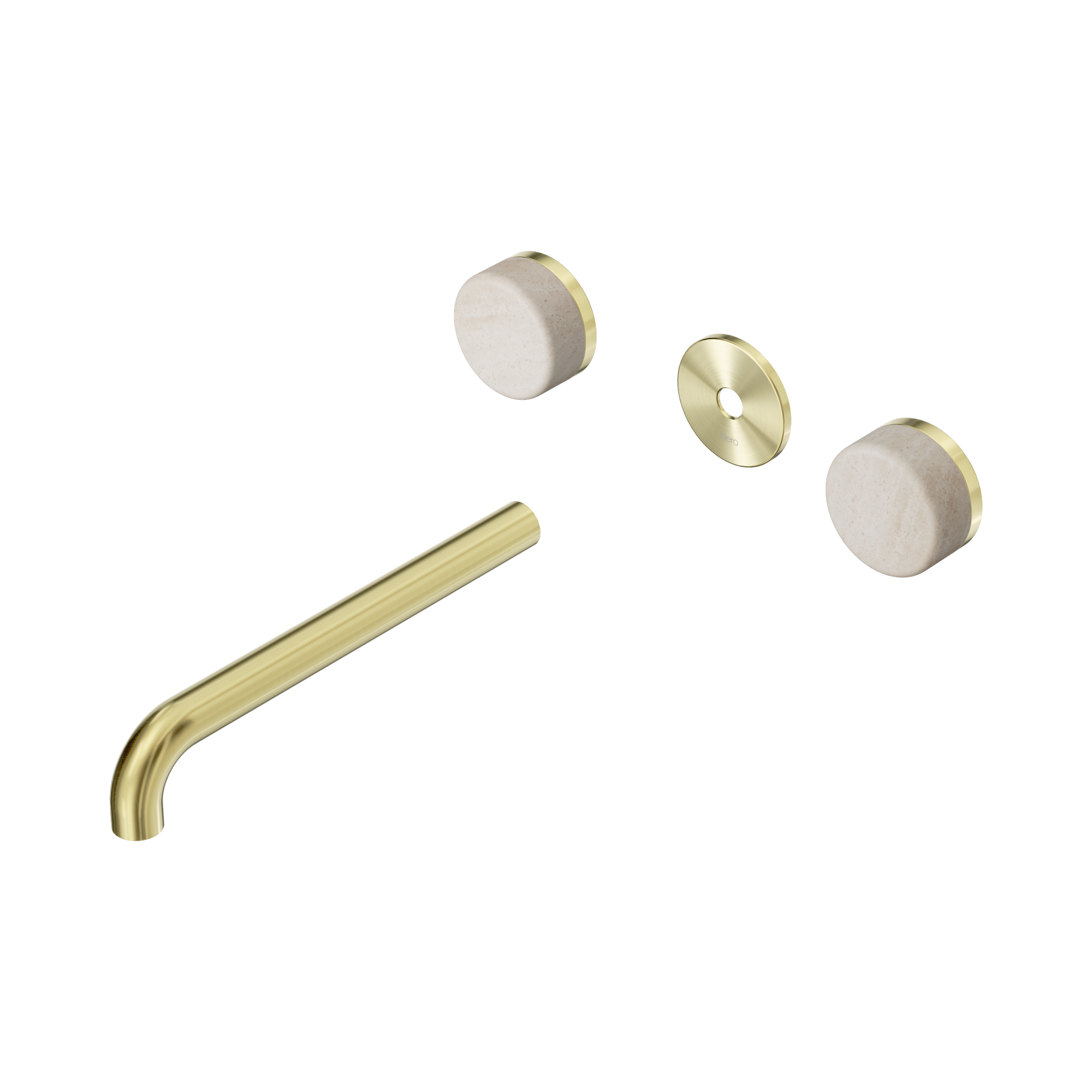 Nero Serenity Wall Basin Set 220mm Spout With Rome Travertine Handle Trim Kit Only, Brushed Gold