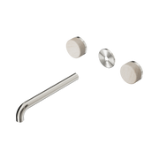 Nero Serenity Wall Basin Set 220mm Spout With Rome Travertine Handle Trim Kit Only, Brushed Nickel