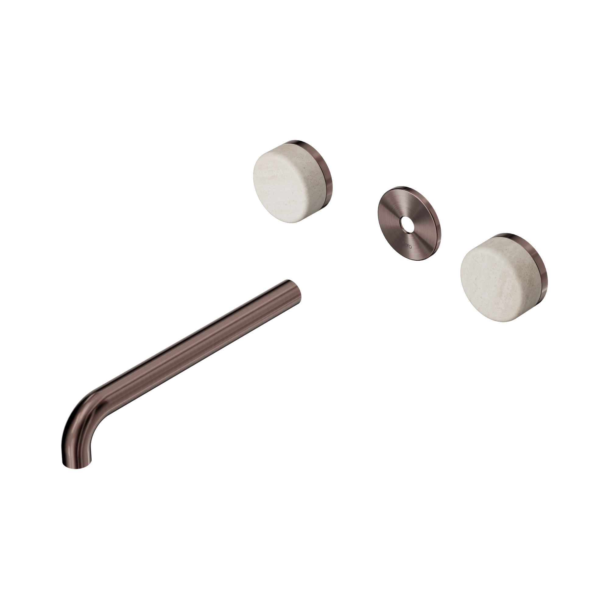 Nero Serenity Wall Basin Set 220mm Spout With Rome Travertine Handle Trim Kit Only, Brushed Bronze