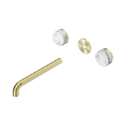 Nero Serenity Wall Basin Set 220mm Spout With Arabescato Corchia Handle Trim Kit Only, Brushed Gold