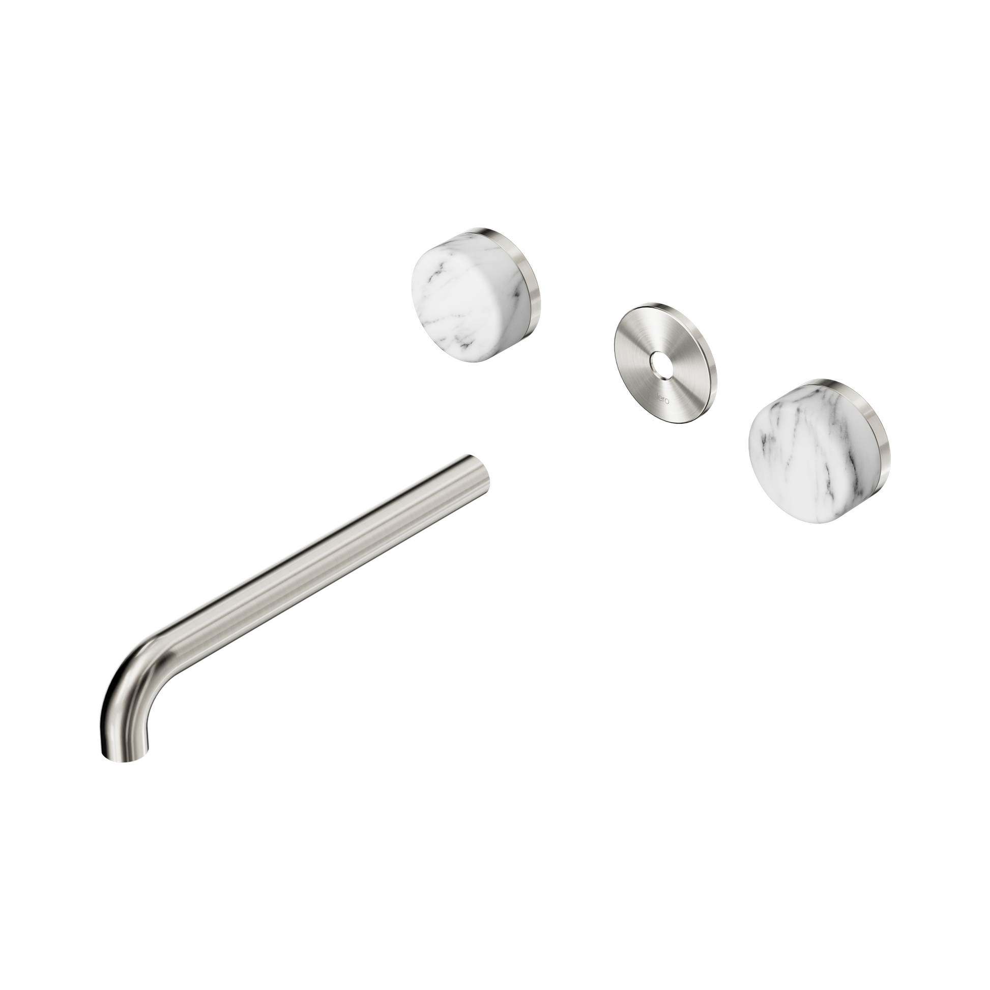 Nero Serenity Wall Basin Set 220mm Spout With Arabescato Corchia Handle Trim Kit Only, Brushed Nickel