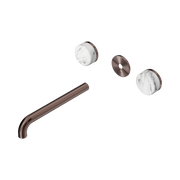 Nero Serenity Wall Basin Set 220mm Spout With Arabescato Corchia Handle Trim Kit Only, Brushed Bronze