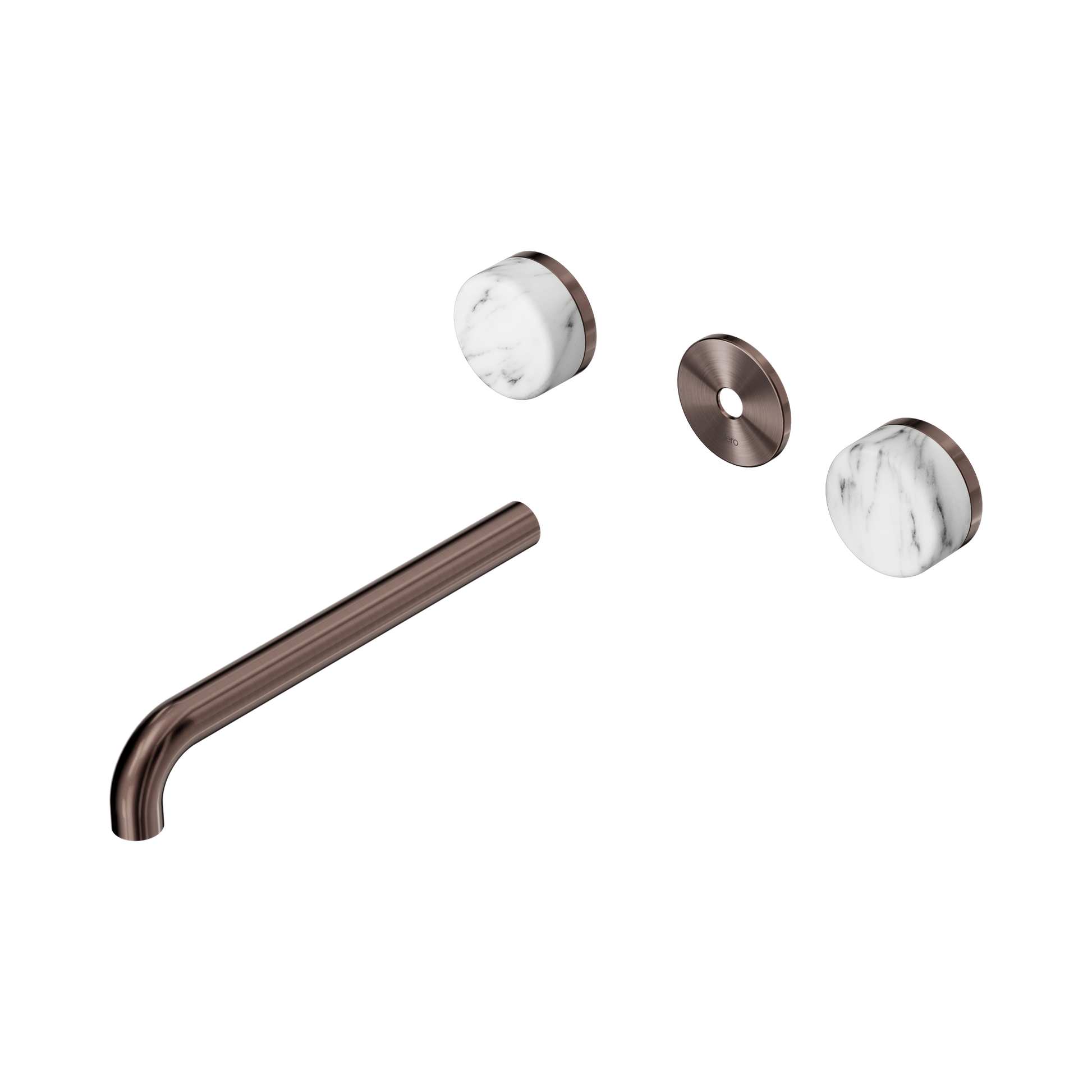 Nero Serenity Wall Basin Set 220mm Spout With Arabescato Corchia Handle Trim Kit Only, Brushed Bronze