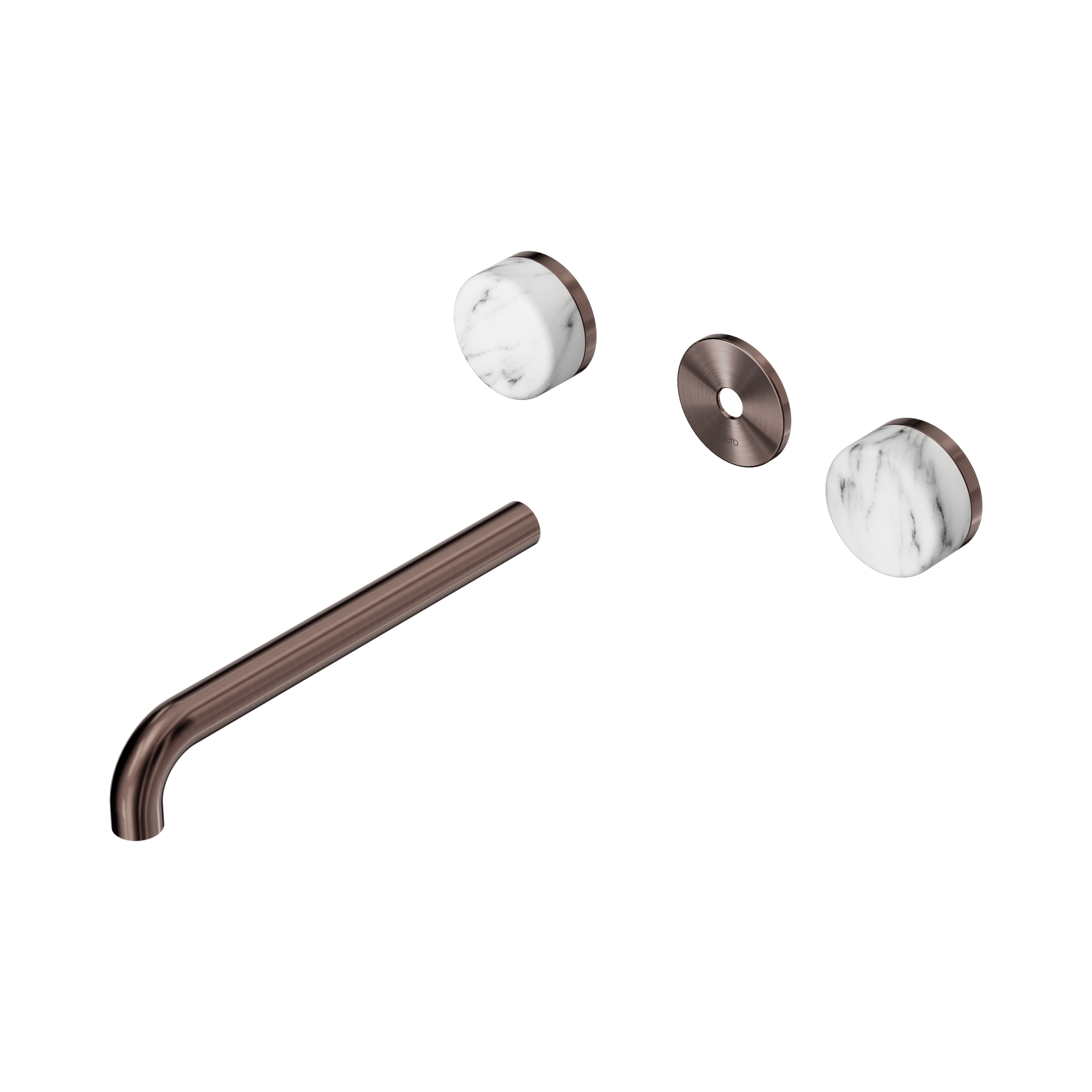 Nero Serenity Wall Basin Set 220mm Spout With Arabescato Corchia Handle Trim Kit Only, Brushed Bronze