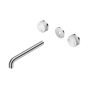 Nero Serenity Wall Basin Set 220mm Spout With Arabescato Corchia Handle Trim Kit Only, Chrome