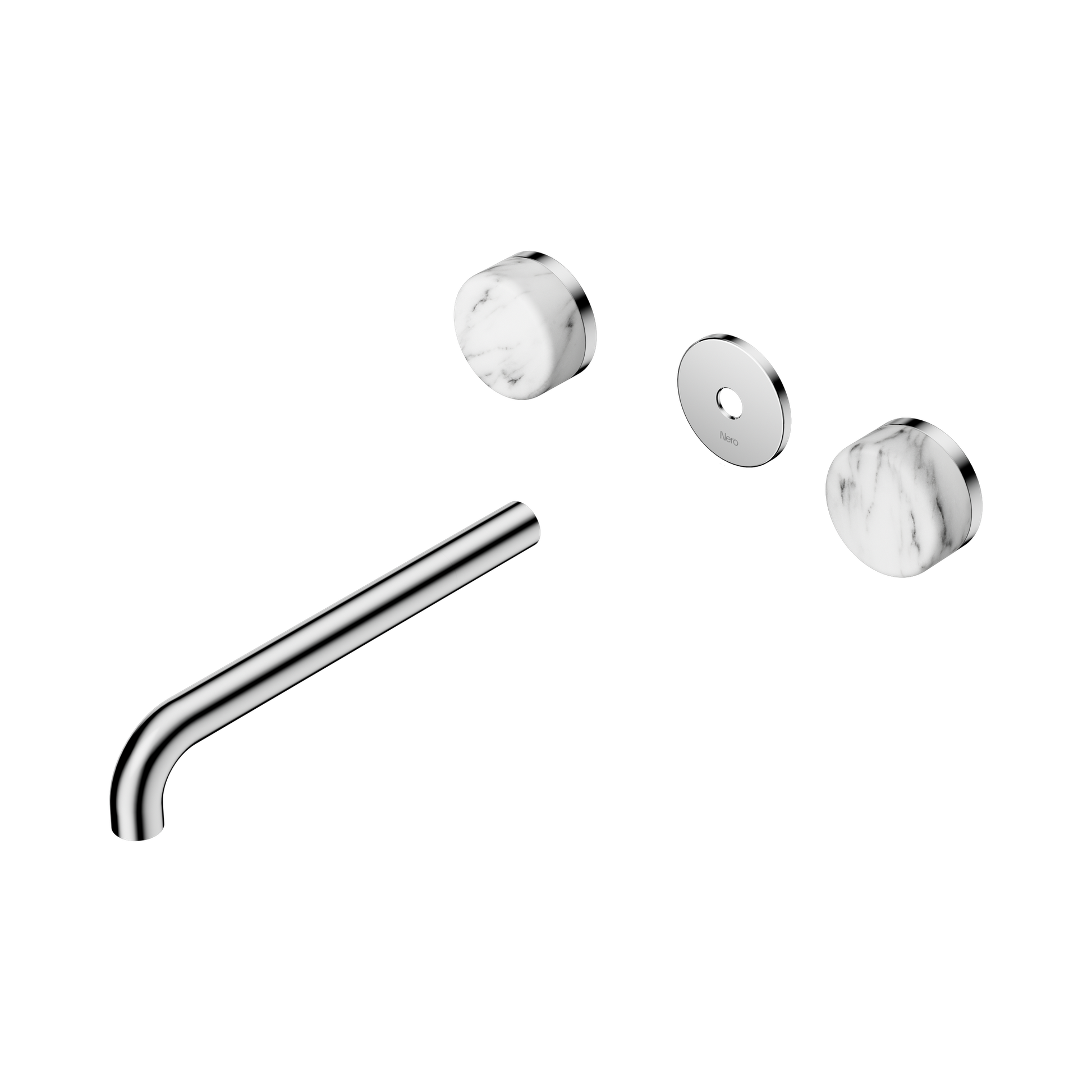 Nero Serenity Wall Basin Set 220mm Spout With Arabescato Corchia Handle Trim Kit Only, Chrome