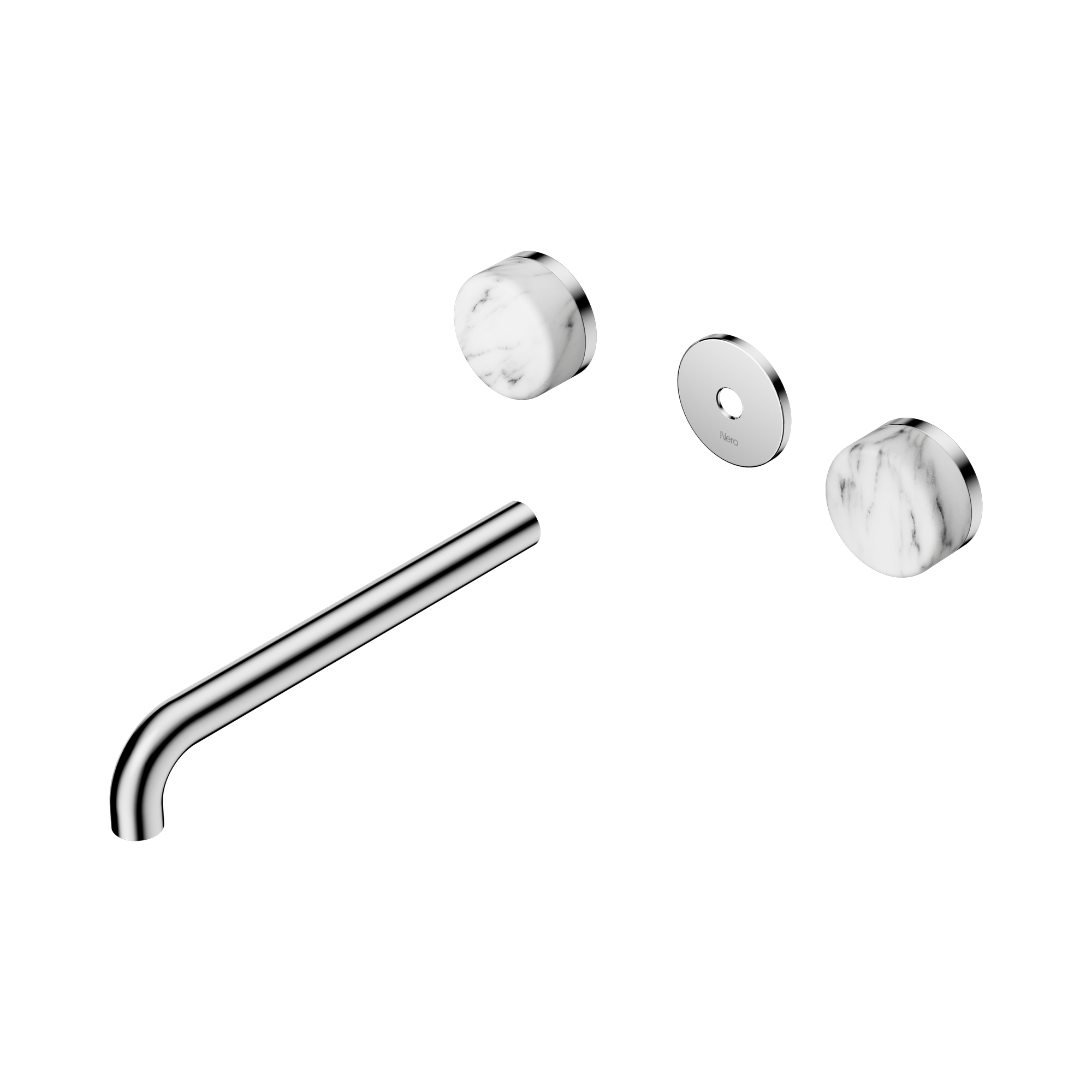 Nero Serenity Wall Basin Set 220mm Spout With Arabescato Corchia Handle Trim Kit Only, Chrome