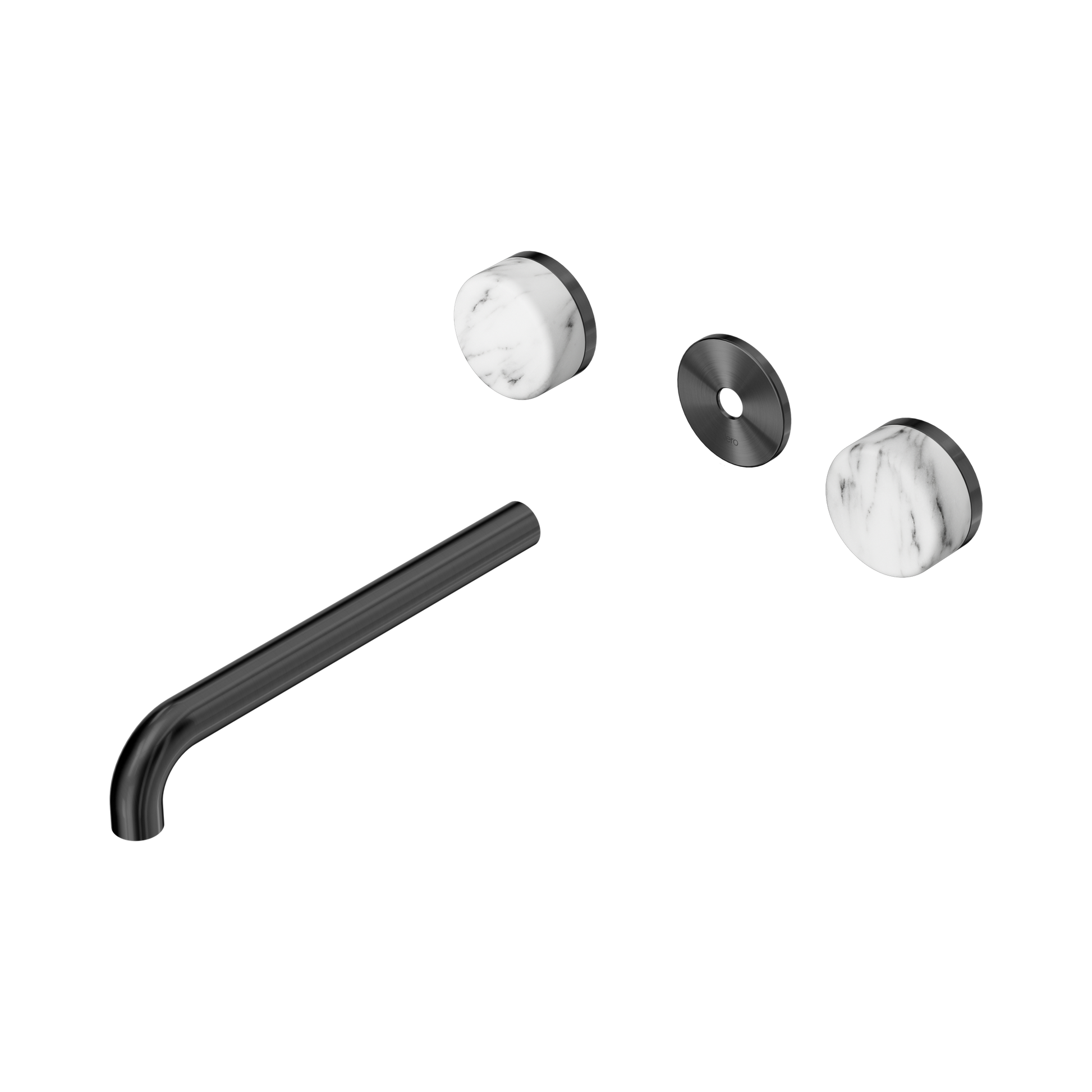 Nero Serenity Wall Basin Set 220mm Spout With Arabescato Corchia Handle Trim Kit Only, Gun Metal