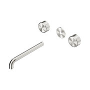 Nero Serenity Wall Basin Set 220mm Spout With Metal Handle Trim Kit Only, Brushed Nickel