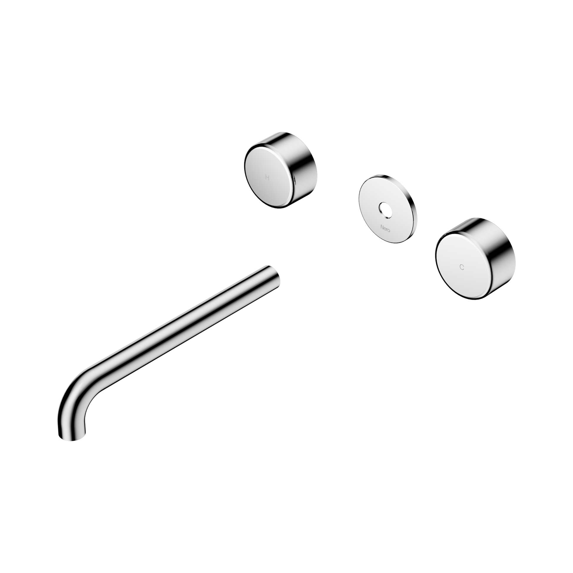 Nero Serenity Wall Basin Set 220mm Spout With Metal Handle Trim Kit Only, Chrome