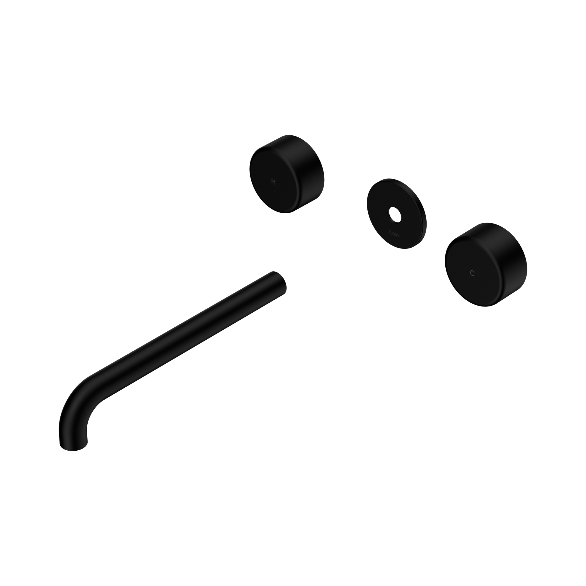 Nero Serenity Wall Basin Set 220mm Spout With Metal Handle Trim Kit Only, Matte Black