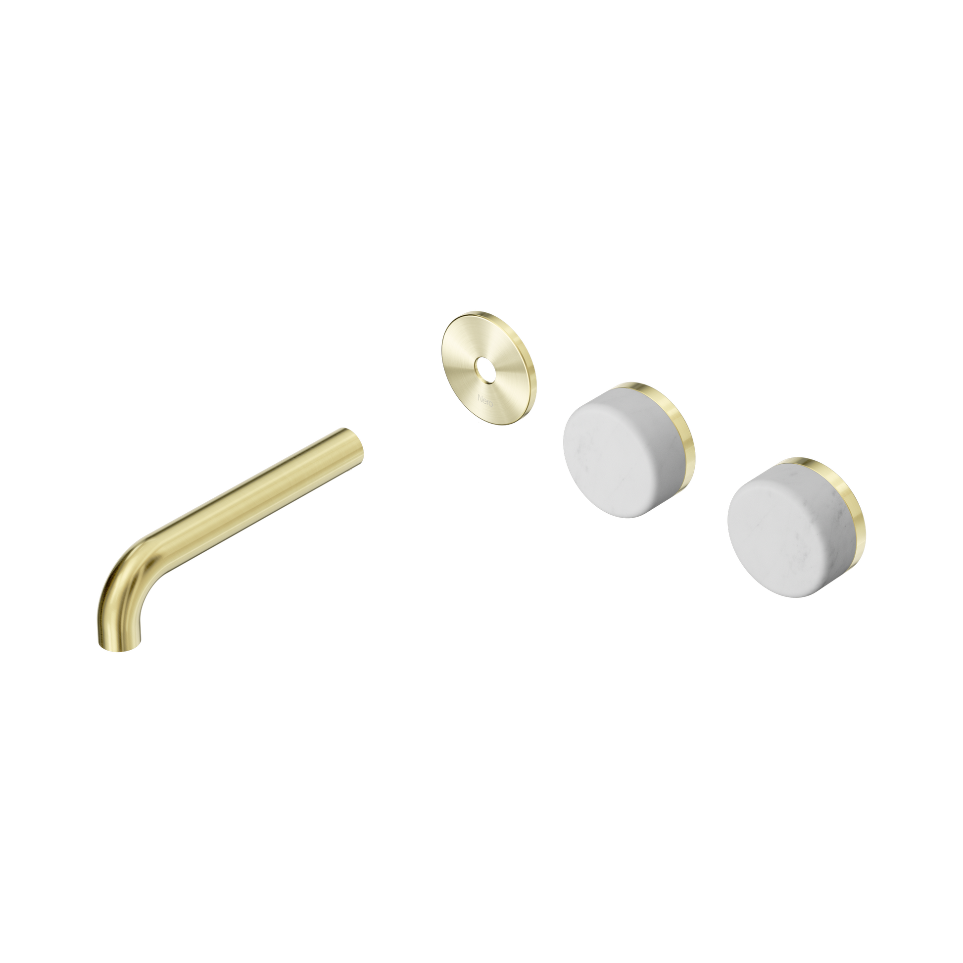 Nero Serenity Wall Basin Set 160mm Offset Spout With Carrara Handle Trim Kit Only, Brushed Gold