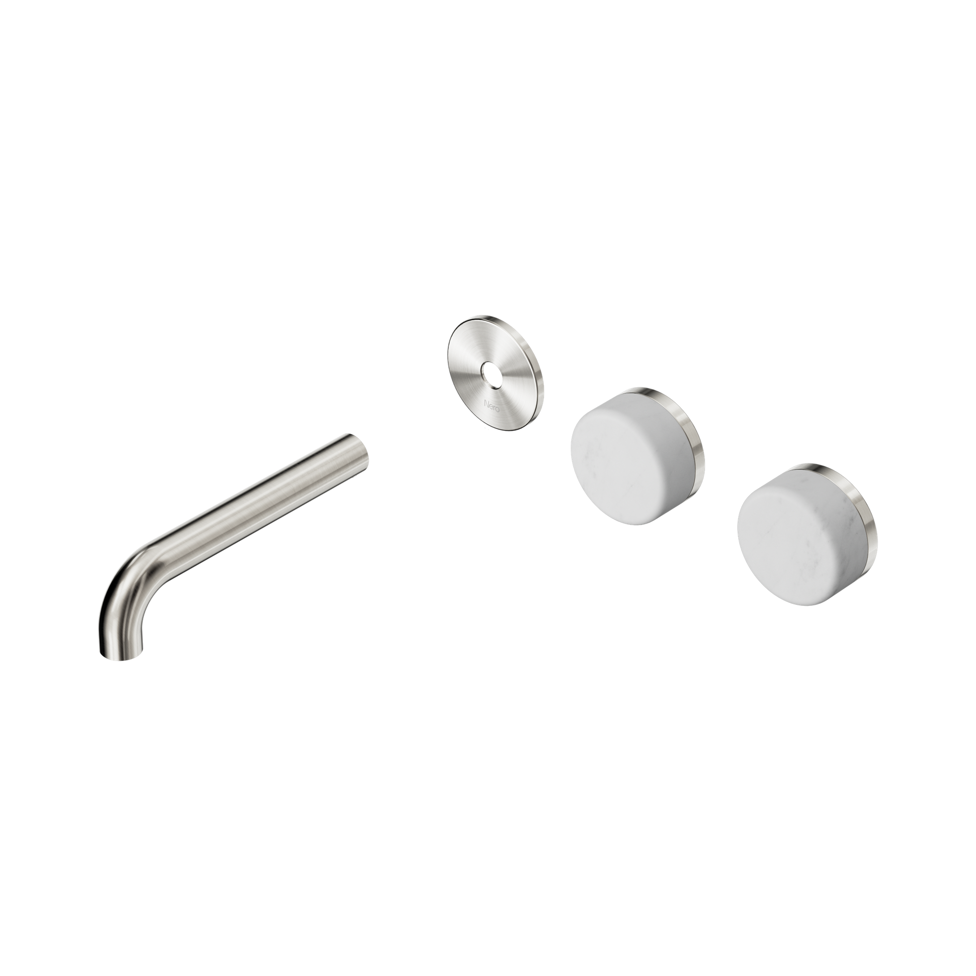 Nero Serenity Wall Basin Set 160mm Offset Spout With Carrara Handle Trim Kit Only, Brushed Nickel