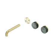Nero Serenity Wall Basin Set 160mm Offset Spout With Verde Alpi Handle Trim Kit Only, Brushed Gold