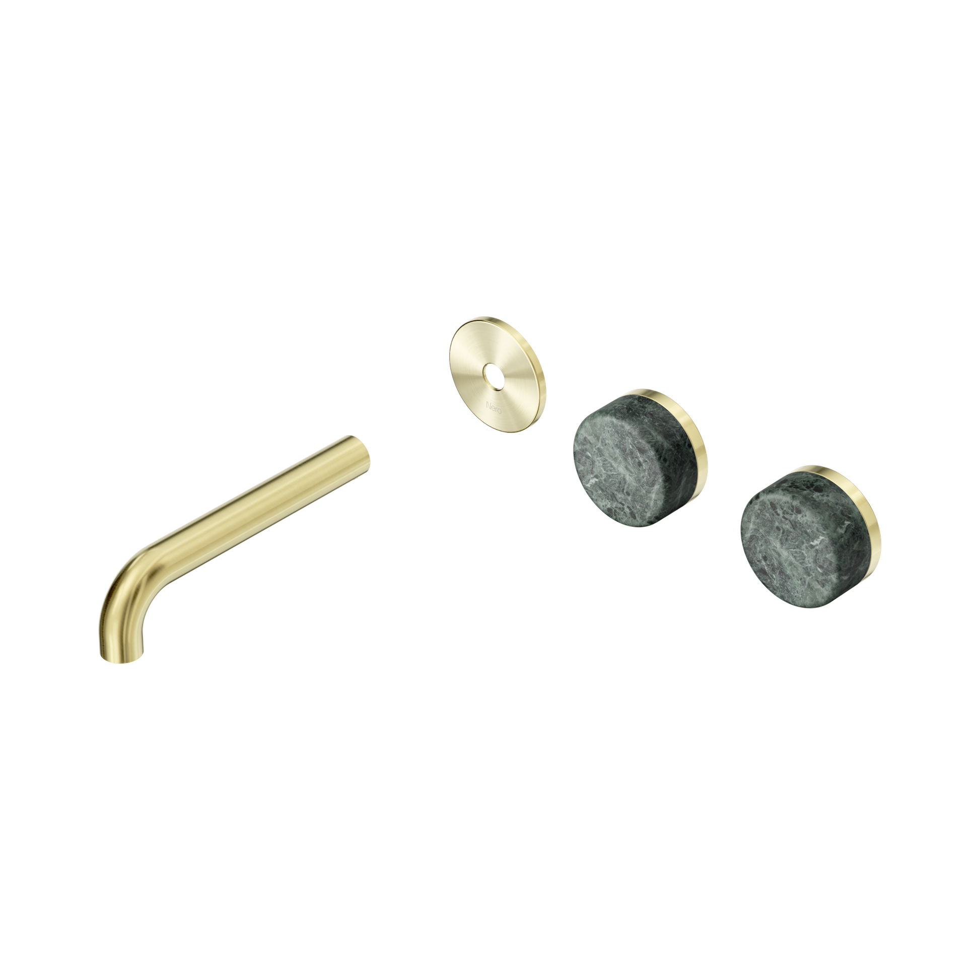 Nero Serenity Wall Basin Set 160mm Offset Spout With Verde Alpi Handle Trim Kit Only, Brushed Gold