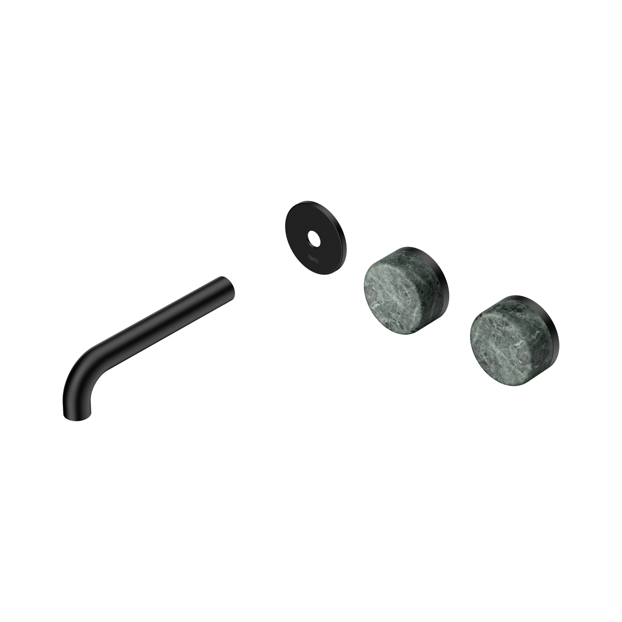 Nero Serenity Wall Basin Set 160mm Offset Spout With Verde Alpi Handle Trim Kit Only, Matte Black