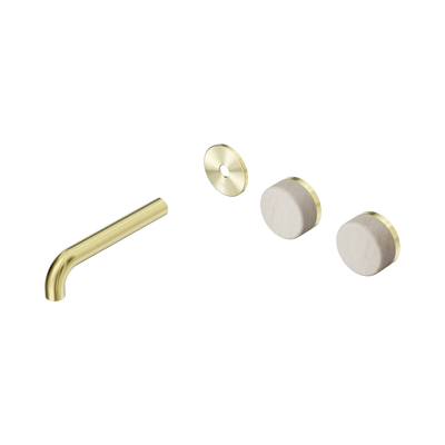 Nero Serenity Wall Basin Set 160mm Offset Spout With Rome Travertine Handle Trim Kit Only, Brushed Gold