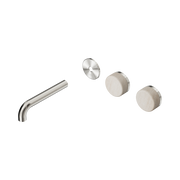 Nero Serenity Wall Basin Set 160mm Offset Spout With Rome Travertine Handle Trim Kit Only, Brushed Nickel