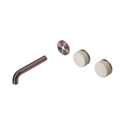 Nero Serenity Wall Basin Set 160mm Offset Spout With Rome Travertine Handle Trim Kit Only, Brushed Bronze
