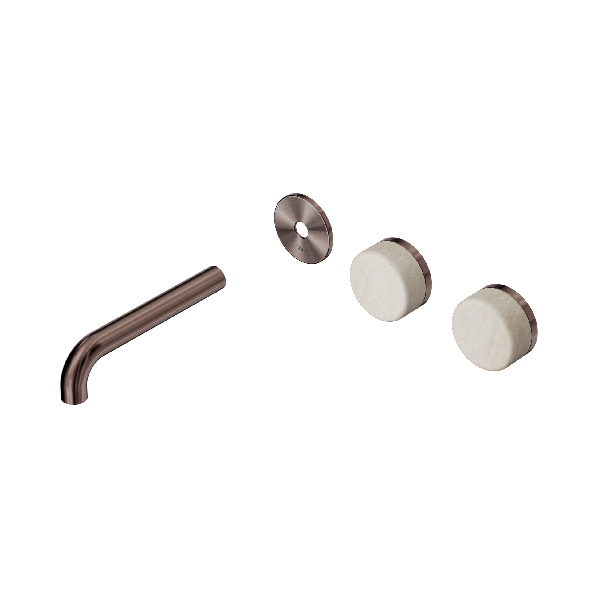 Nero Serenity Wall Basin Set 160mm Offset Spout With Rome Travertine Handle Trim Kit Only, Brushed Bronze