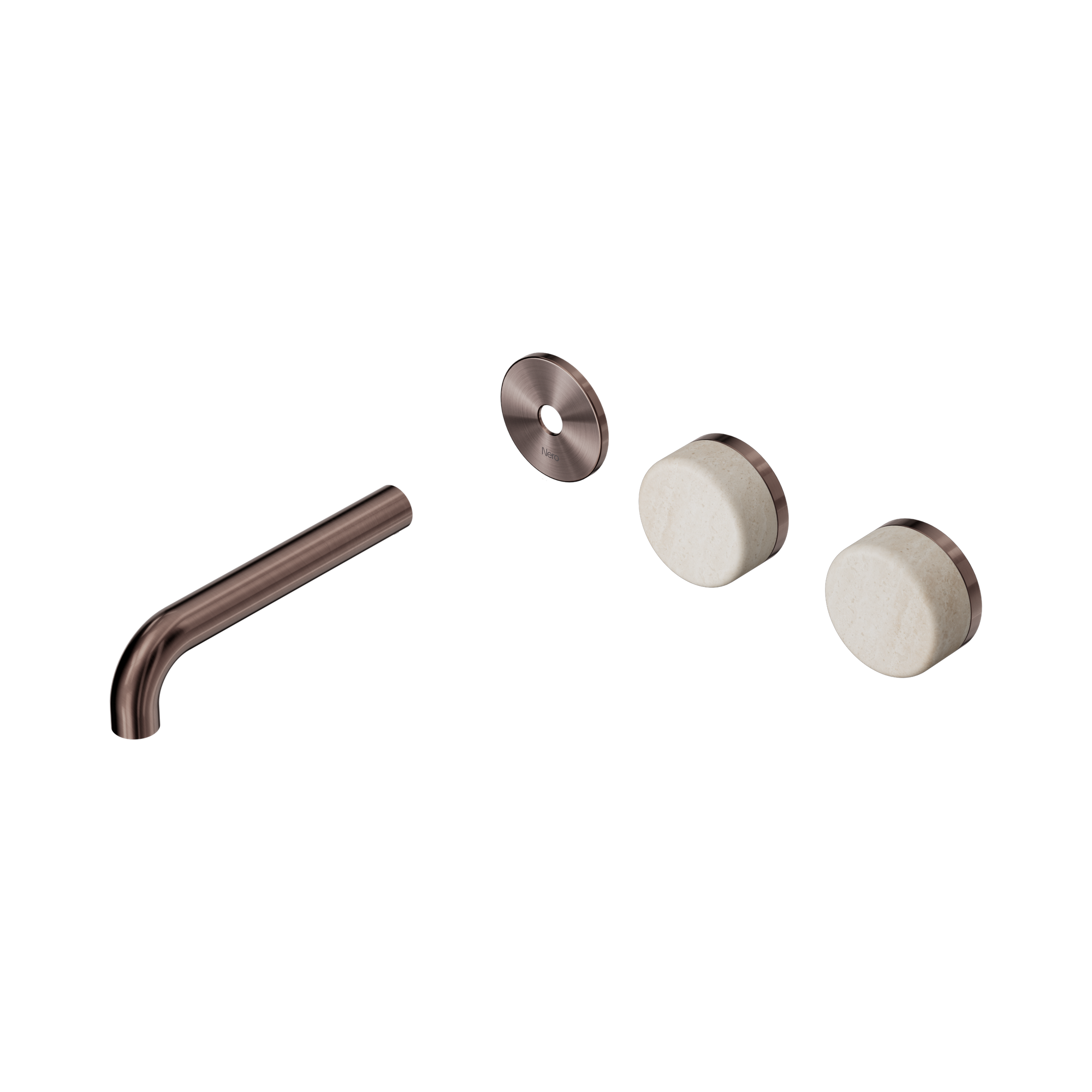 Nero Serenity Wall Basin Set 160mm Offset Spout With Rome Travertine Handle Trim Kit Only, Brushed Bronze