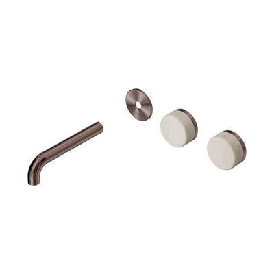 Nero Serenity Wall Basin Set 160mm Offset Spout With Rome Travertine Handle Trim Kit Only, Brushed Bronze