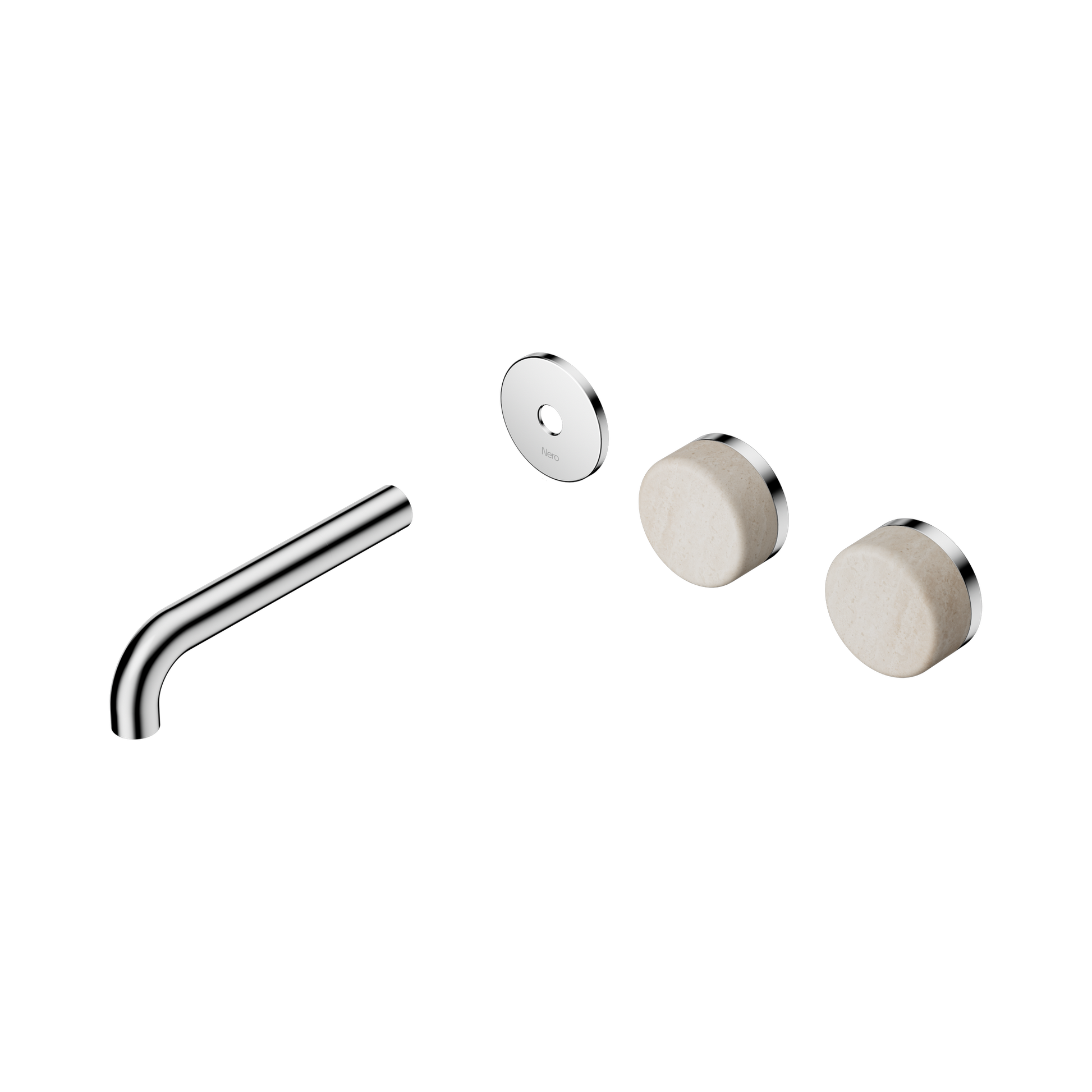 Nero Serenity Wall Basin Set 160mm Offset Spout With Rome Travertine Handle Trim Kit Only, Chrome