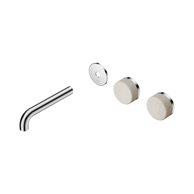 Nero Serenity Wall Basin Set 160mm Offset Spout With Rome Travertine Handle Trim Kit Only, Chrome