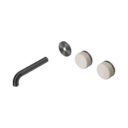 Nero Serenity Wall Basin Set 160mm Offset Spout With Rome Travertine Handle Trim Kit Only, Gun Metal