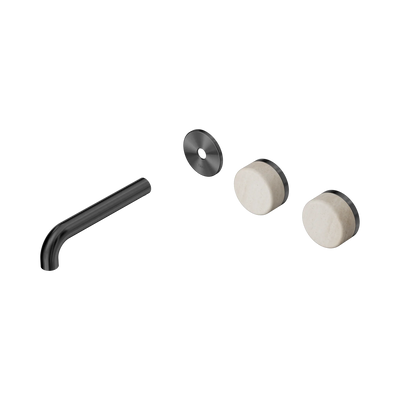 Nero Serenity Wall Basin Set 160mm Offset Spout With Rome Travertine Handle Trim Kit Only, Gun Metal