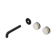 Nero Serenity Wall Basin Set 160mm Offset Spout With Rome Travertine Handle Trim Kit Only, Matte Black