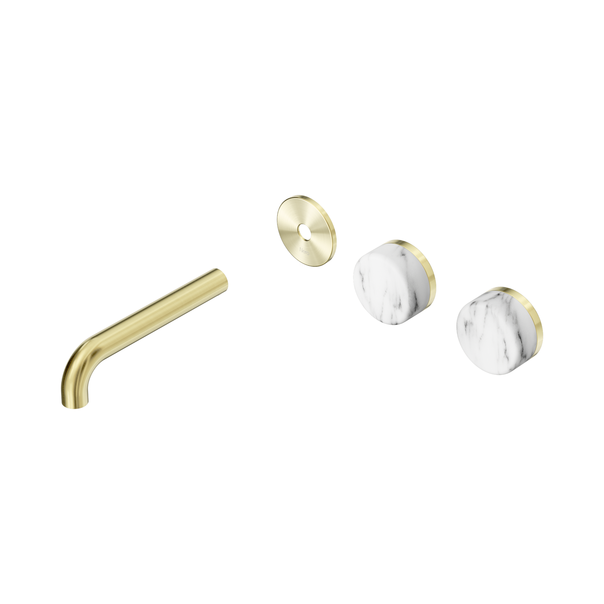 Nero Serenity Wall Basin Set 160mm Offset Spout With Arabescato Corchia Handle Trim Kit Only, Brushed Gold