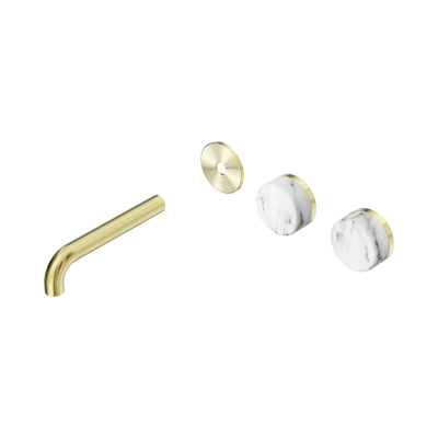 Nero Serenity Wall Basin Set 160mm Offset Spout With Arabescato Corchia Handle Trim Kit Only, Brushed Gold