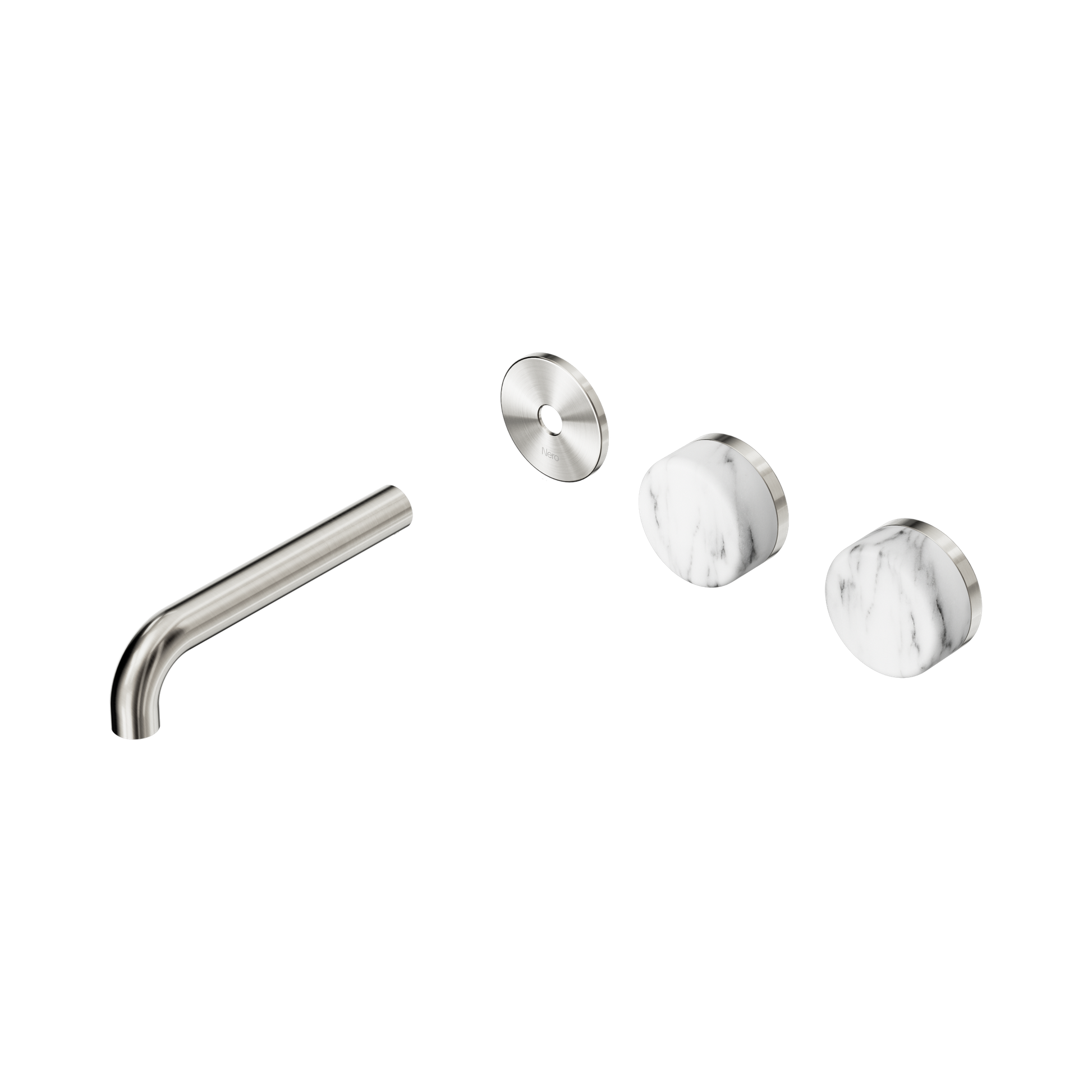 Nero Serenity Wall Basin Set 160mm Offset Spout With Arabescato Corchia Handle Trim Kit Only, Brushed Nickel