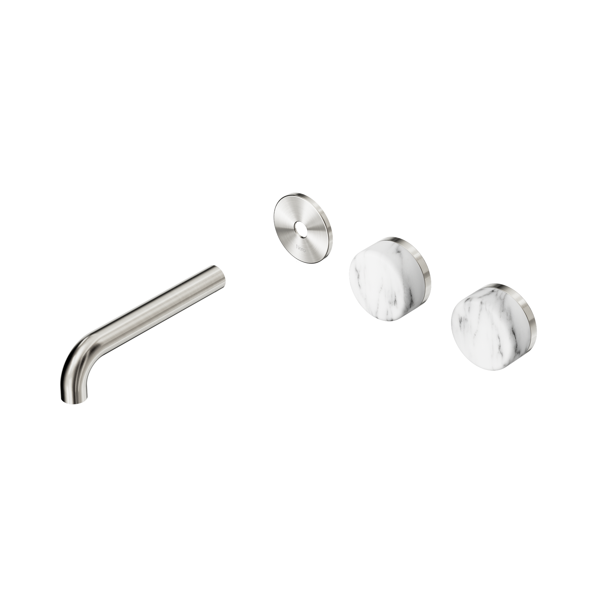 Nero Serenity Wall Basin Set 160mm Offset Spout With Arabescato Corchia Handle Trim Kit Only, Brushed Nickel