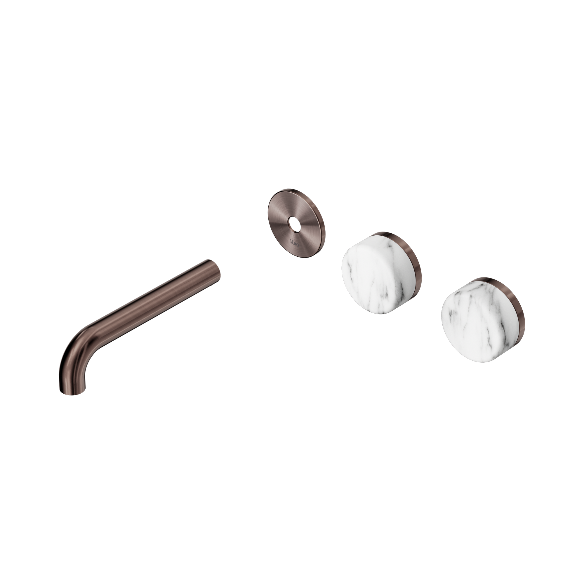 Nero Serenity Wall Basin Set 160mm Offset Spout With Arabescato Corchia Handle Trim Kit Only, Brushed Bronze