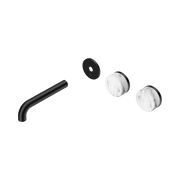 Nero Serenity Wall Basin Set 160mm Offset Spout With Arabescato Corchia Handle Trim Kit Only, Matte Black