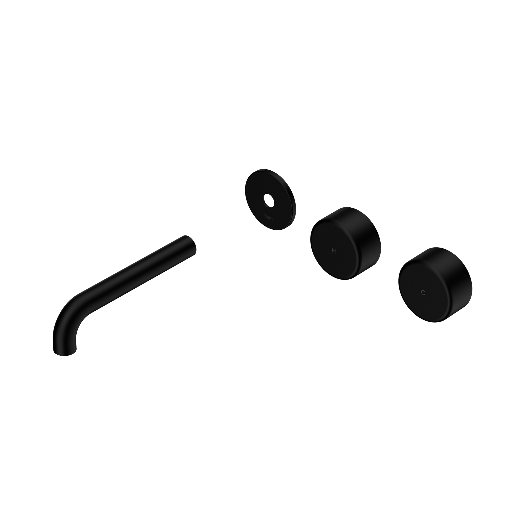 Nero Serenity Wall Basin Set 160mm Offset Spout With Metal Handle Trim Kit Only, Matte Black
