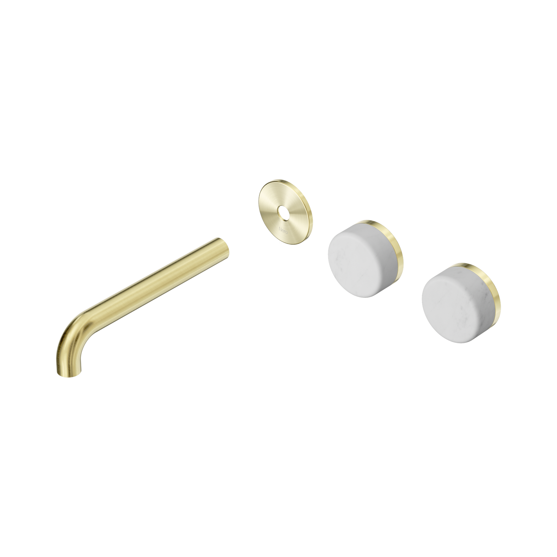 Nero Serenity Wall Basin Set 185mm Offset Spout With Carrara Handle Trim Kit Only, Brushed Gold